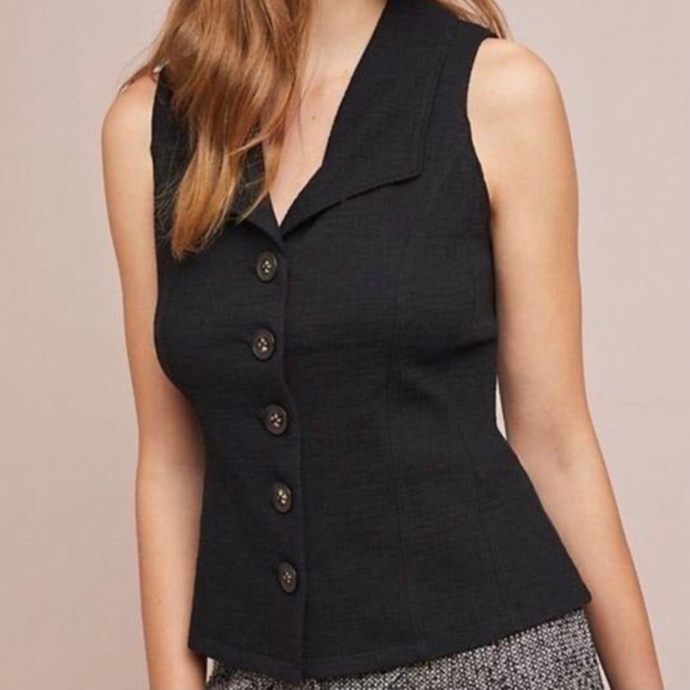 Anthropologie Ett- Twa Black Vest with Buttons
